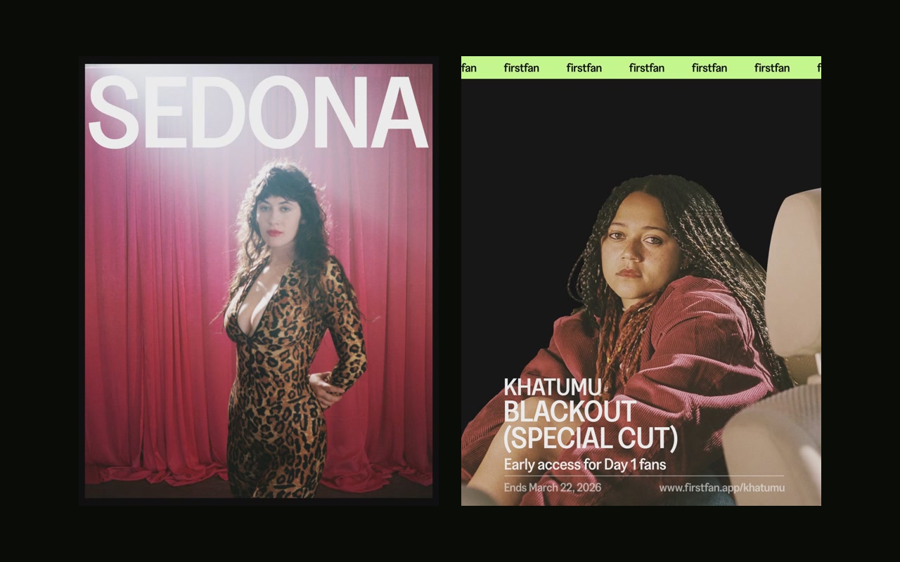 Sedona and KHATUMU artist campaign frames displayed side by side