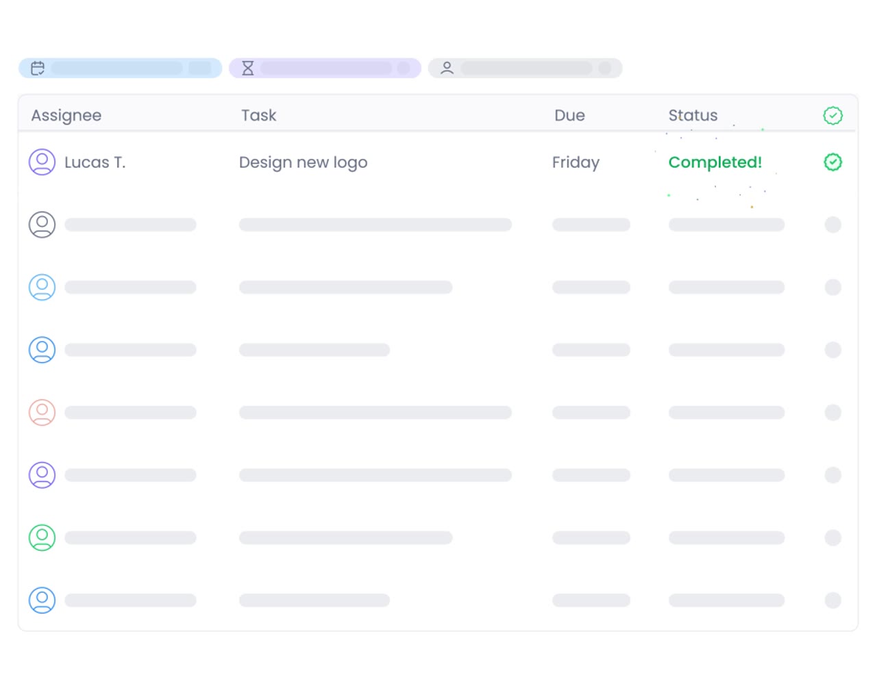 Chaser task dashboard displaying completion status