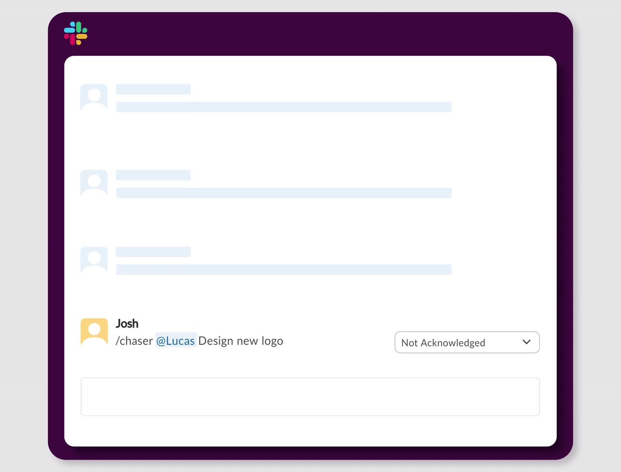 Chaser task creation interface inside a Slack-style window