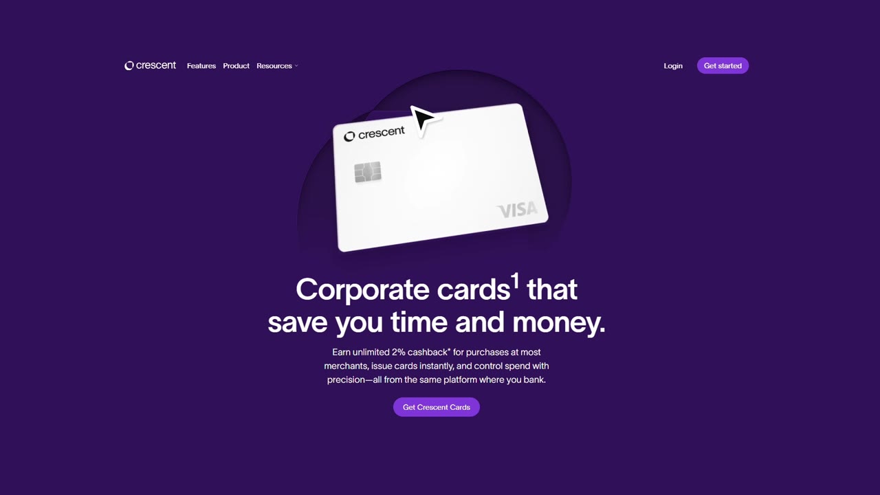 Crescent fintech interface compositions in purple and cream